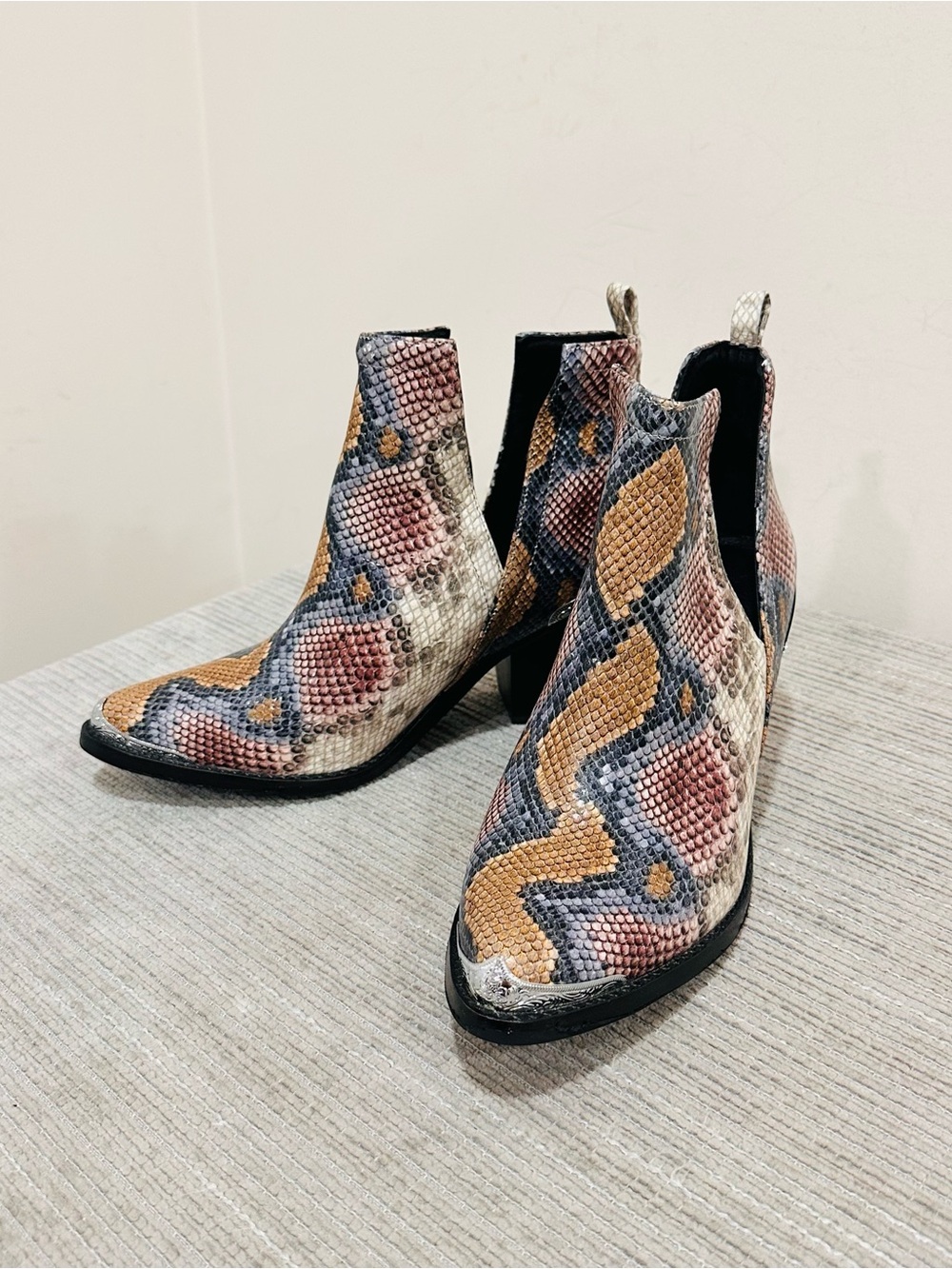 Jeffrey Campbell Cromwell Snakeprint Leather Cutout Western Booties  8